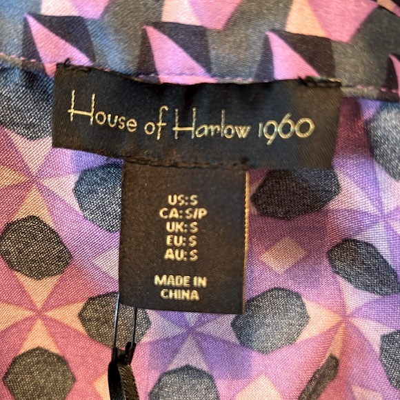 House of Harlow 1960 Size S NWT Purple Blue Long Sleeve Crop Blouse (0181) - Picture 5 of 10
